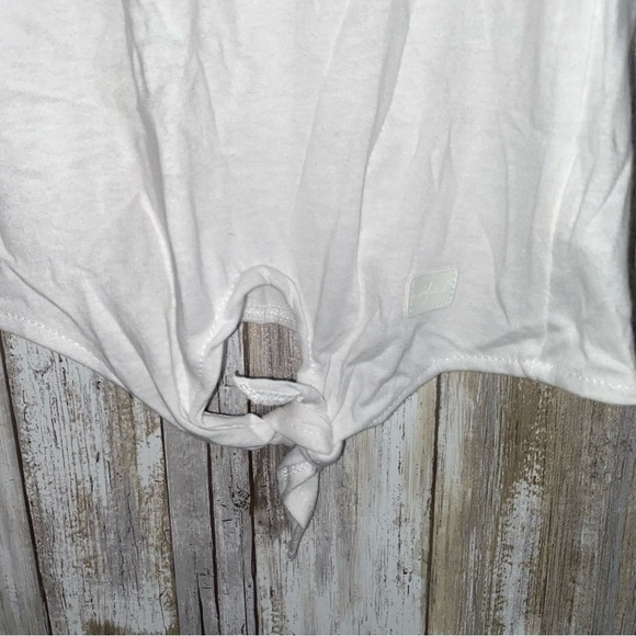 NWT 7 For All Mankind White Graphic Ringer Tee - Picture 2 of 6